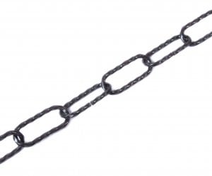 Řetěz ozdobný ražený dlouhé oko 3,4mm galvanicky pozinkovaná černá ocel
