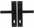 Kování dveřní štítové hliníkové černé - klika-klika/klíč/72mm