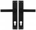 Kování dveřní štítové hliníkové černé - klika-klika/vložka/72mm