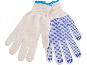 Pracovní rukavice bavlněné s PVC terčíky 10"
